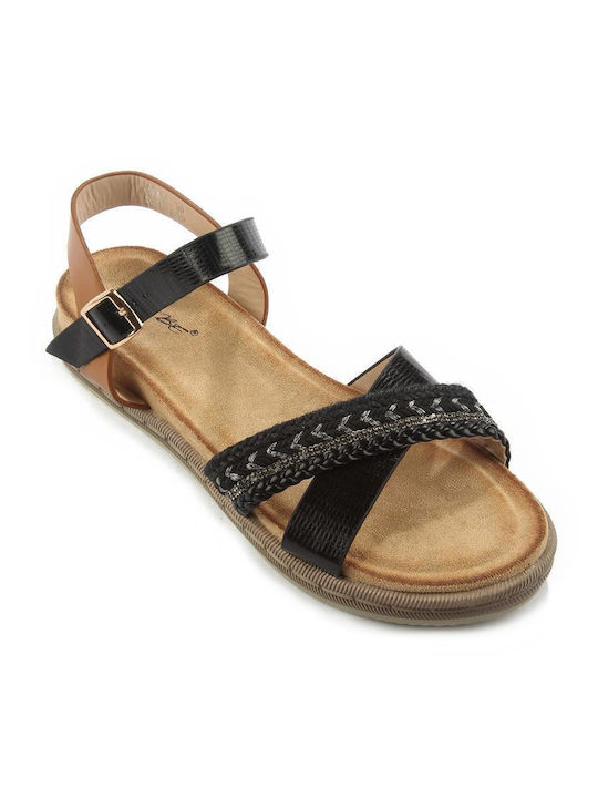 Fshoes Women's Flat Sandals in Black Color