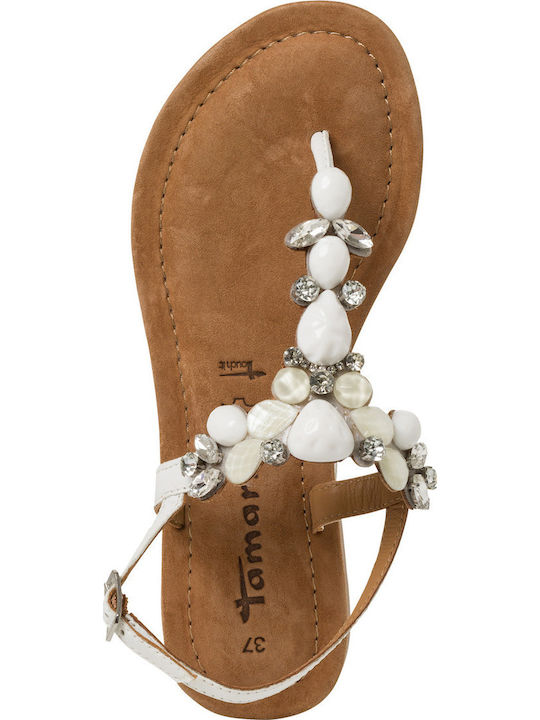 Leder Flache Sandalen für Damen in Weiß Farbe
