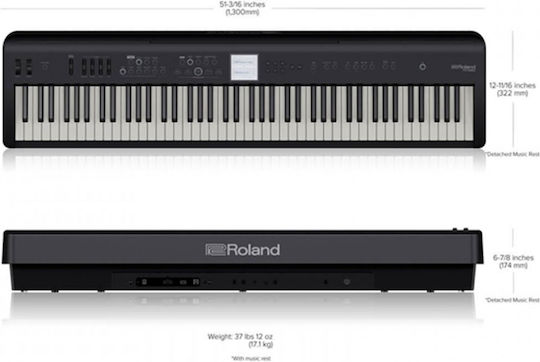 Roland Electric Stage Piano FP-E50 Pedal Set with 88 Weighted Keys Built-in Speakers and Connection with Headphones and Computer Black