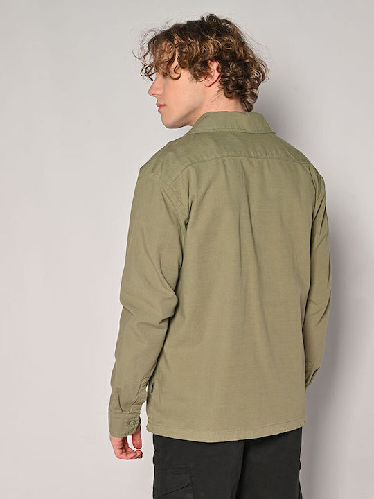 Mânecă Lungă Overshirt Din In În Linie Regular Fit Kaki