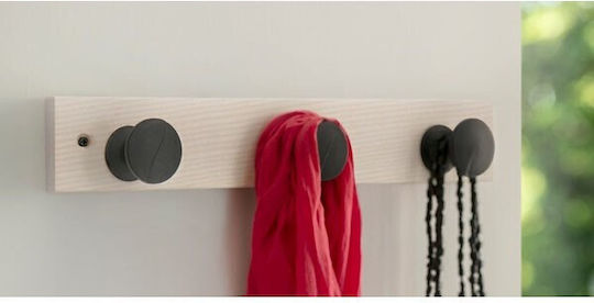 Inofix Wooden Wall Hanger 3 Hooks Gray 6x5.5x36cm