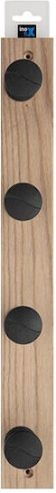Inofix Wooden Wall Hanger 4 Hooks Gray 6x5.5x48.8cm
