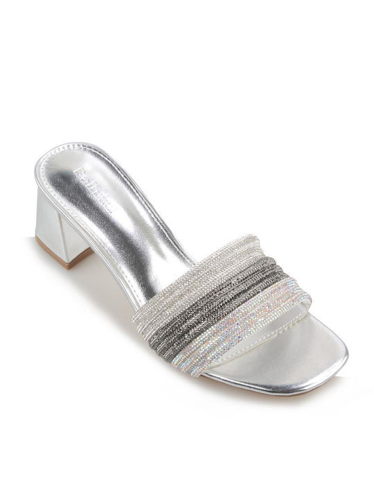 Fshoes Heel Mules Silver