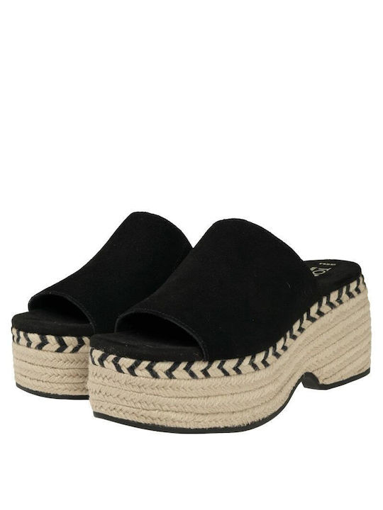 Toms Women's Suede Platform Wedge Sandals Black