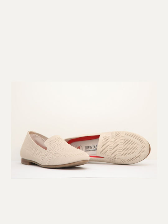 Treintas Shoes Leder Damen Loafers in Beige Farbe