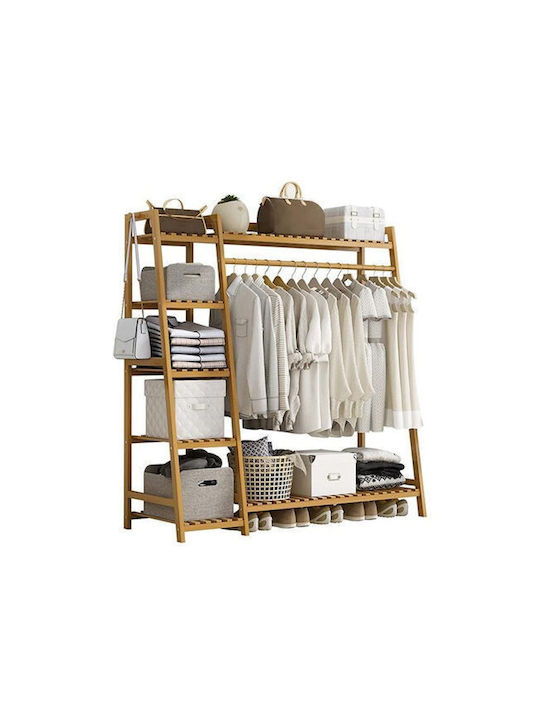 Floor Garment Rack made of Wood Brown 130x40x140cm
