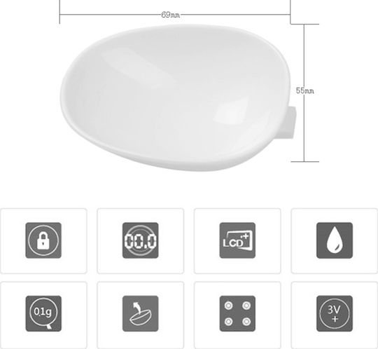 Lcd Οθόνη Ψηφιακή Ζυγαριά Κουζίνας Κουτάλι έως 0.5kg Λευκή