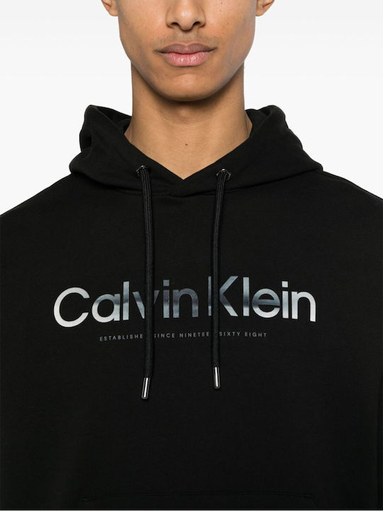 Calvin Klein Jachetă cu fermoar pentru bărbați cu glugă și buzunare Black