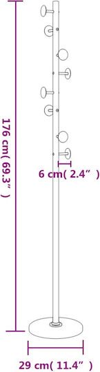 vidaXL Metallic Coat Rack White 29x29x176cm