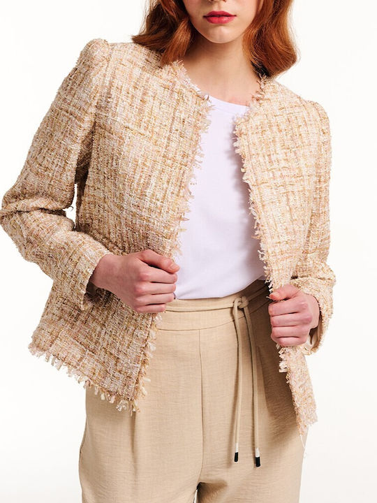 Forel Blazer pentru femei Tweed Sacou Beige