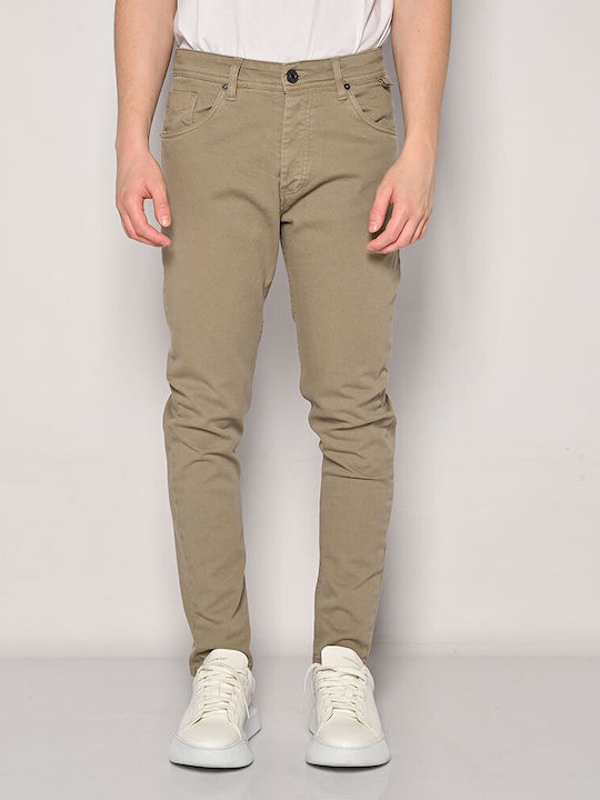 Men's Elastic Jeans Pants with Loose Fit Khaki