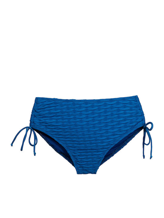 Solano Women's Adjustable Bikini Bottom Classic Line Embossed Waves Blue