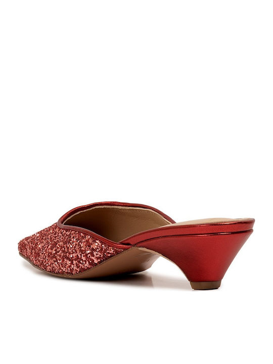 Glamazons Peach Glitter Mules Peach Leather Mules Peach Glitter Mules