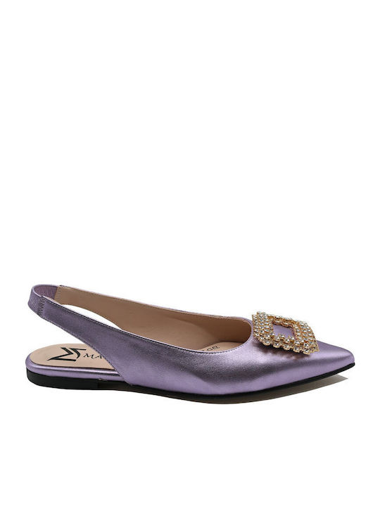 Mules with Heel in Purple Color