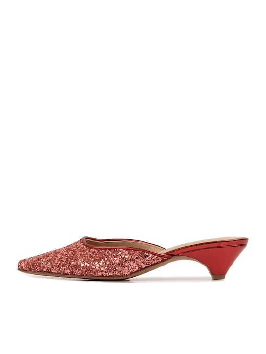 Glamazons Peach Glitter Mules Ροδακινί Δερμάτινα Mules Πετρούλες