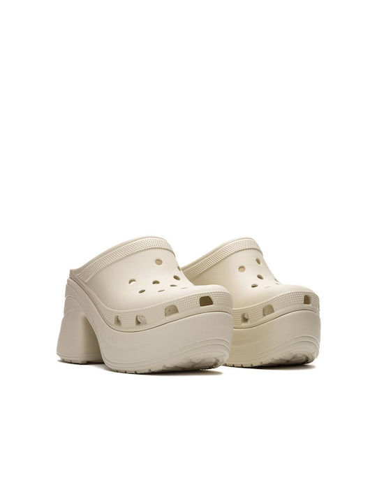 Crocs Siren Chunky Heel Mules Beige