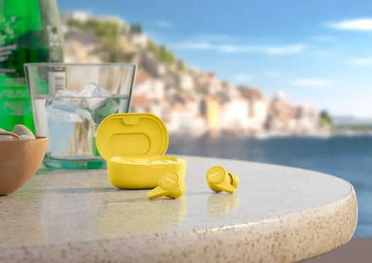 Philips TAT1207 In-Ear Bluetooth-Freisprecheinrichtung Kopfhörer mit Schweißresistenz und Ladeetui Gelb