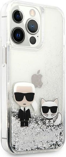 Karl Lagerfeld Liquid Glitter Karl&choupette Back Cover Plastic / Silicone Gray (iPhone 13 Pro Max)