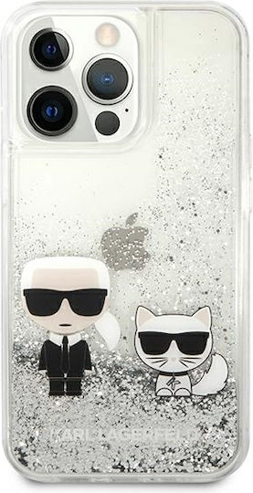 Karl Lagerfeld Liquid Glitter Karl&choupette Back Cover Plastic / Silicone Gray (iPhone 13 Pro Max)