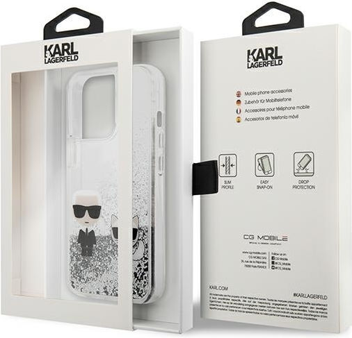 Karl Lagerfeld Liquid Glitter Karl&choupette Back Cover Plastic / Silicone Gray (iPhone 13 Pro Max)