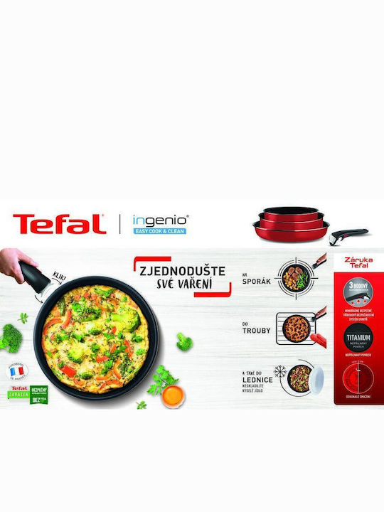 Tefal Ingenio Easy Cook & Clean Set De Vase De Gătit Roșu Cu Acoperire Din Piatră 4 Piese