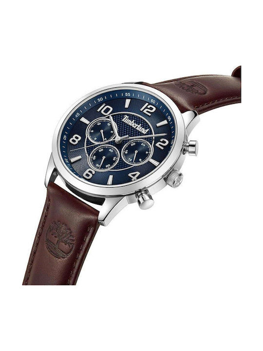 Timberland Men's Watch 44mm Chronograph Battery with Brown Leather Strap