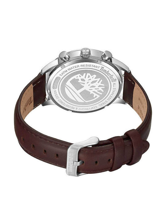 Timberland Men's Watch 44mm Chronograph Battery with Brown Leather Strap