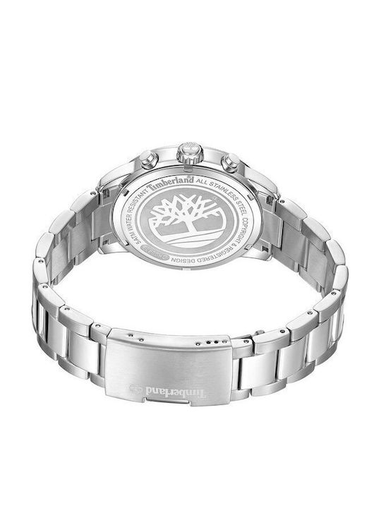 Timberland Ανδρικό Ρολόι 44mm Χρονογράφος Μπαταρίας με Ασημί Μεταλλικό Μπρασελέ