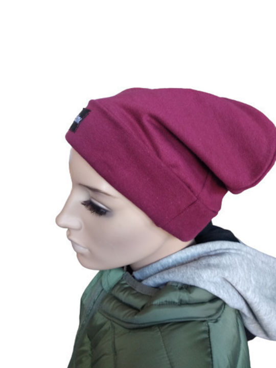 Beanie Unisex Σκούφος Πλεκτός σε Μπορντό χρώμα