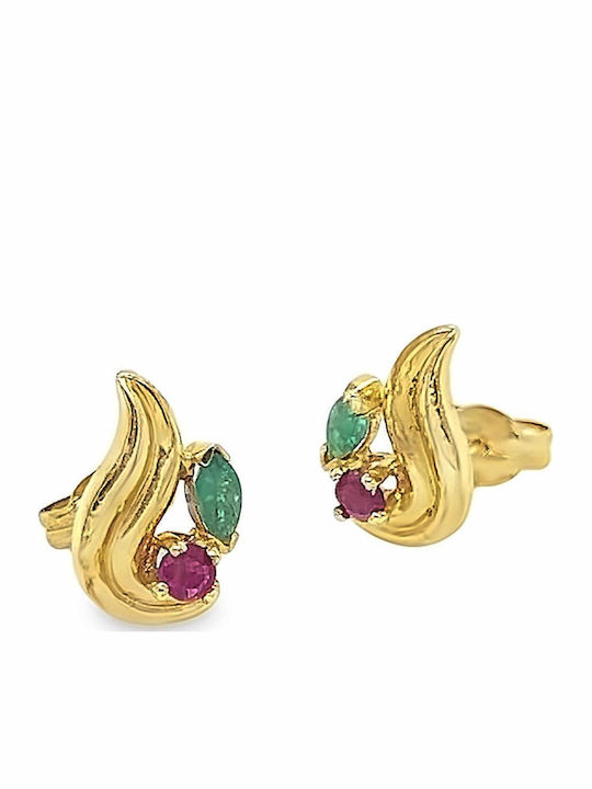 Xryseio Kids Earrings Studs with Stones from Gold 14K