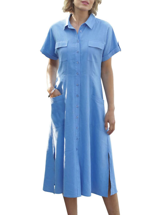 Pomodoro Midi Shirt Dress Dress Light Blue