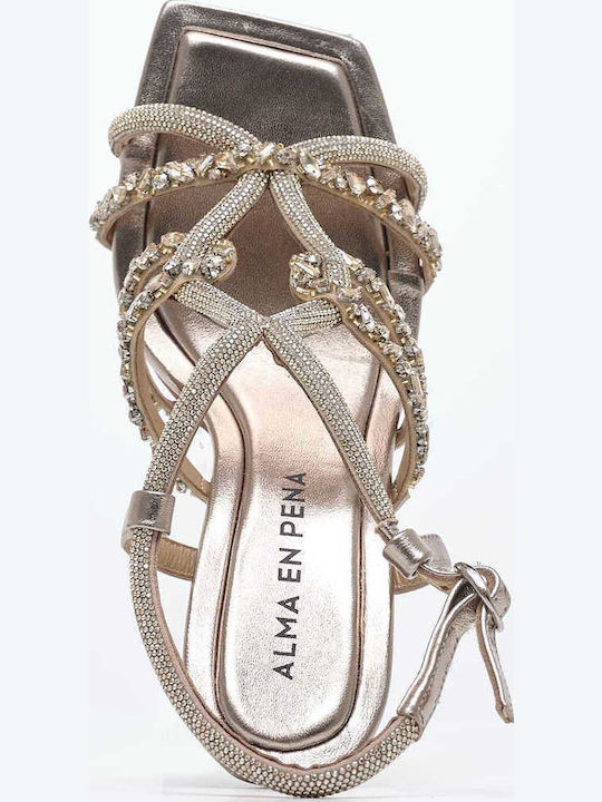 Damen High Heel Sandalen V240541 Gold Leder Alma En Pena