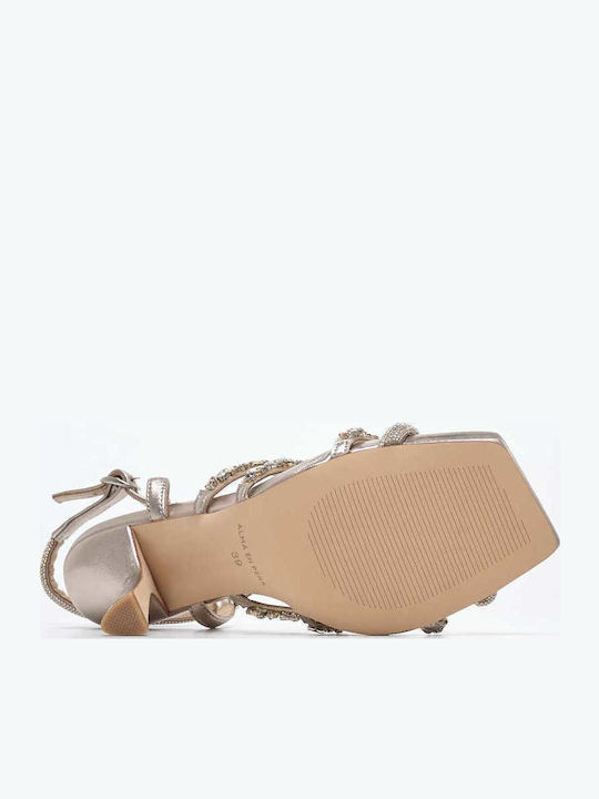 Damen High Heel Sandalen V240541 Gold Leder Alma En Pena