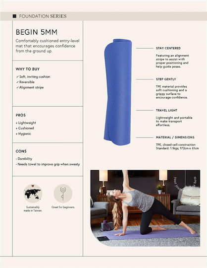 Manduka Begin Στρώμα Γυμναστικής Yoga Πράσινο