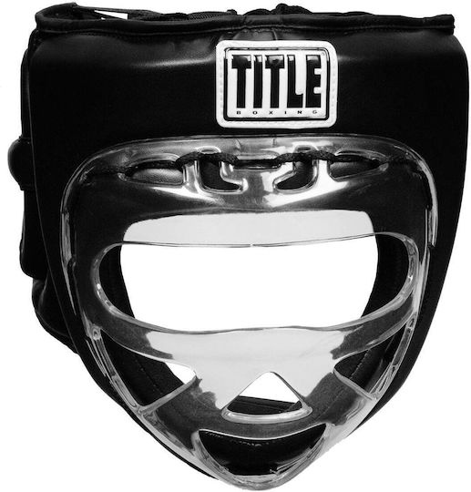 Title Boxing Adult Full Face Boxing Headgear Synthetic Leather Black