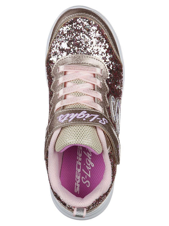 Skechers Kids Sneakers Kicks with Scratch & Lights Gold