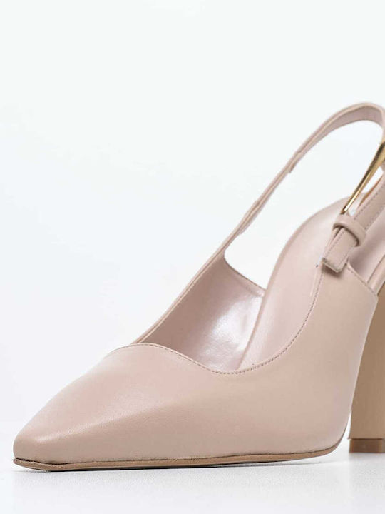 Mortoglou Leather Beige Heels