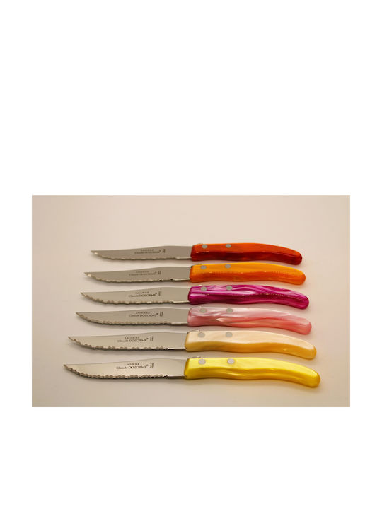 Claude Dozorme Laguiole De Table Rouge Orange Μαχαίρια Steak από Ανοξείδωτο Ατσάλι 6τμχ