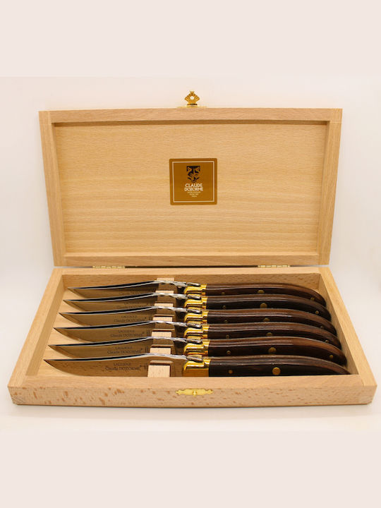 Claude Dozorme Laguiole De Table Vallernia Wood Ножове Комплект от Неръждаема Стомана 6бр