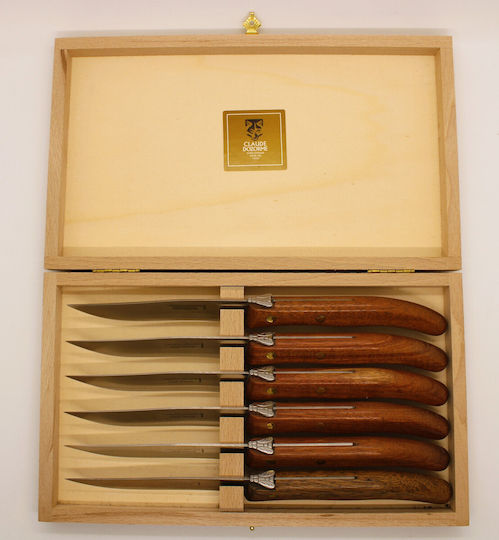 Claude Dozorme Laguiole De Table Exotic Wood Cuțite Friptură din Oțel Inoxidabil 6buc