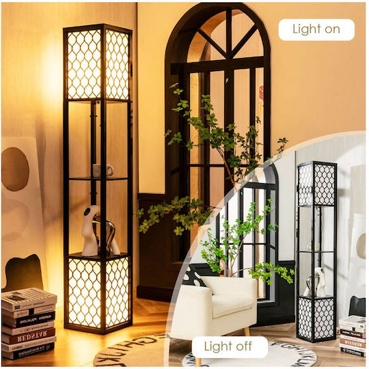 Costway Stehleuchte H156xB26cm. mit Fassung für Lampe E27 Schwarz