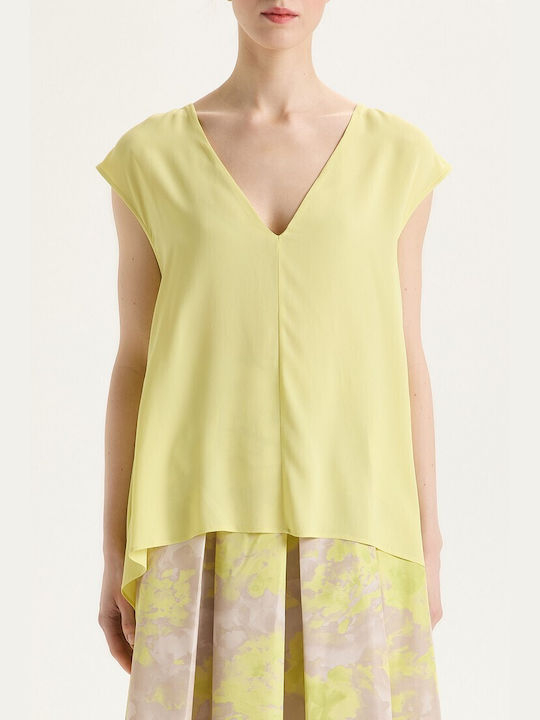 Maliparmi Damen Bluse mit V-Ausschnitt Yellow