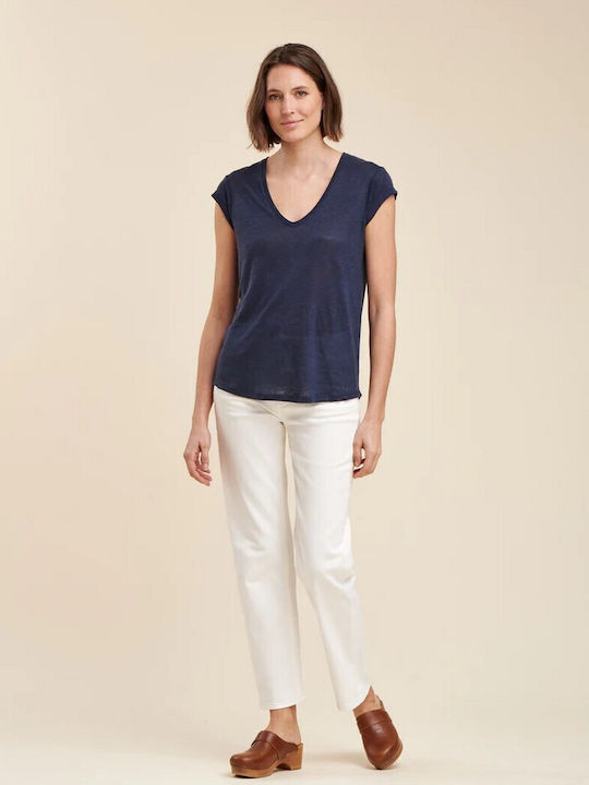 La Fee Maraboutee Women's T-shirt with V Neck Blue