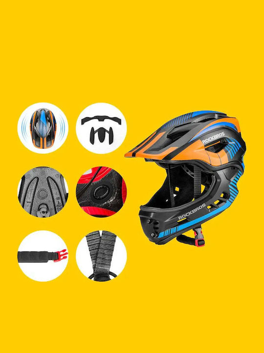 Rockbros Kids' Full Face Helmet for Downhill / Mountain Bike Black