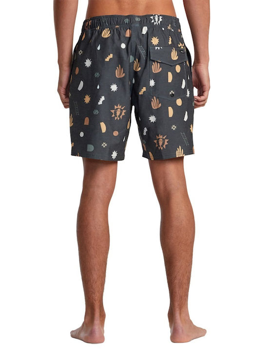 RVCA Men's Swimwear Bermuda Pirate Black with Patterns