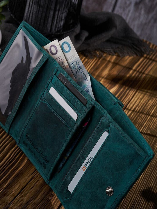 Small Leather Women's Wallet with RFID Green