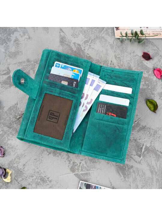 Leather Women's Wallet Classic Green