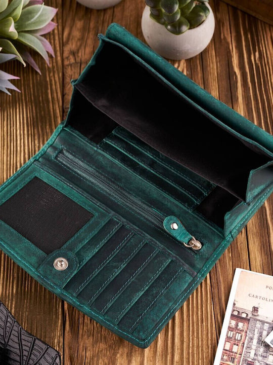 Large Leather Women's Wallet Classic with RFID Green