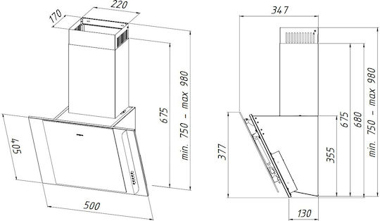 Akpo Wk-4 Mirt Eco Απορροφητήρας Καμινάδα 60cm Μαύρος