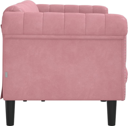 Three-Seater Velvet Pink Couch 203x77x74 cm